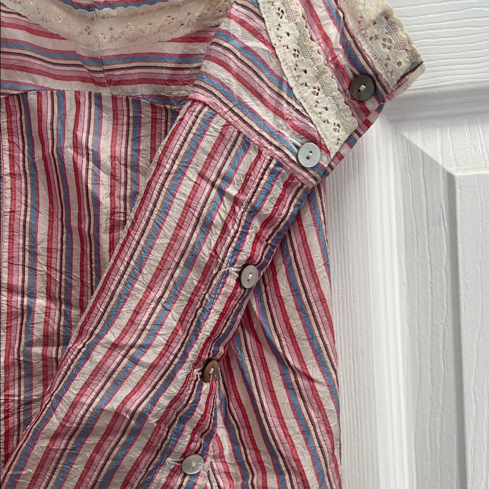 Striped Silk Lace Trim Cami - Picture 3 of 5
